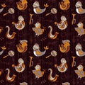 Cartoon jazz orchestra concept wallpaper. Birds sing and dancing. Seamless pattern can be used for wallpaper, pattern fills, web
