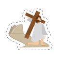 cartoon jesus christ falls first time - via crucis station