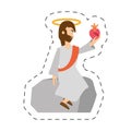 cartoon jesus christ holding heart sac