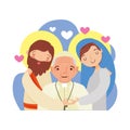 Jesus and mary with pope. vector