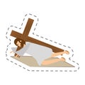 cartoon jesus christ second fall via crucis station