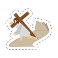 cartoon jesus christ third fall via crucis station