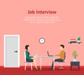 Cartoon Job Interview Office Scene Concept. Vector Royalty Free Stock Photo