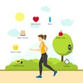 Cartoon Jogging Girl Infographics. Vector