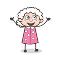 Cartoon Joyful Grandma Vector Illustration