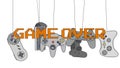 Cartoon Joysticks of a Video Game Consoles Swinging