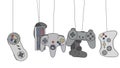 Cartoon Joysticks of a Video Game Consoles Swinging