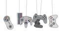 Cartoon Joysticks of a Video Game Consoles Swinging