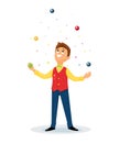 Cartoon juggler performs a circus trick Royalty Free Stock Photo