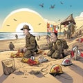 Cartoon Juno Beach Day