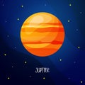 Cartoon jupiter planet for kids education. Solar system planets