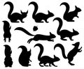 Cartoon kangaroo collection set isolated Vector Silhouettes Royalty Free Stock Photo