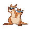 Cartoon kangaroo with glasses and kangaroo bespectacled
