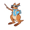 Cartoon kangaroo with glasses with a pointer