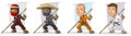 Cartoon karate boys and ninjas character vector set