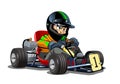Cartoon kart racer isolated on white background Royalty Free Stock Photo
