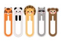 Cartoon kawaii bookmarks with animals vector illustration