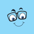 Cartoon kawaii eyes and mouths on blue background. Cute emoticon emoji characters in flat style. Vector emotion smile Royalty Free Stock Photo