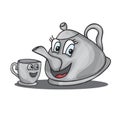 Cartoon kettle with a cup