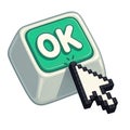 3D Cartoon Keyboard OK Key with Pixel Cursor Royalty Free Stock Photo