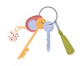 Cartoon keyrings, apartment keys with keychain