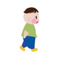 Cartoon kid development. Child growth stages. Set of cute child learning from toddler to running. Child learning and try to walk