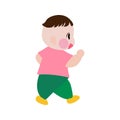 Cartoon kid development. Child growth stages. Set of cute child learning from toddler to running. Child learning and try to walk