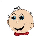 Cartoon kid happy smiling face, vector image