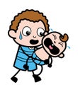 Cartoon Kid holding crying baby Royalty Free Stock Photo