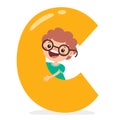 Cartoon Kid Posing With Alphabet Letter Royalty Free Stock Photo