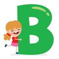 Cartoon Kid Posing With Alphabet Letter Royalty Free Stock Photo