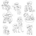 Cartoon kid daily routine activities set Royalty Free Stock Photo