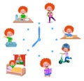 cartoon kid daily routine activities set Royalty Free Stock Photo