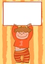 Cartoon kid with sign