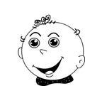 Cartoon kid smiling face and fee hair vector illustration
