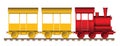 Cartoon kid train with red locomotive and yellow wagons