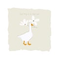 Cartoon kid vector illustration flat goose countryside bird poultry animal character
