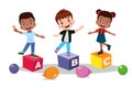 cartoon kids with ABC letters Royalty Free Stock Photo