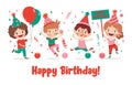 Cartoon Kids Celebrating Birthday Party Royalty Free Stock Photo