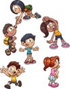 Cartoon kids with different actions Royalty Free Stock Photo