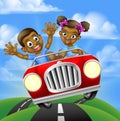 Cartoon Kids Driving Car Royalty Free Stock Photo