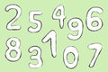 Cartoon kids font numbers from 1 to 0. illustration Royalty Free Stock Photo