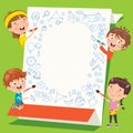 Cartoon Kids With A Frame With Copy Space