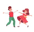 Vector cartoon kids dancing at christmas party Royalty Free Stock Photo