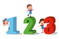 cartoon kids with 123 numbers vector image Royalty Free Stock Photo