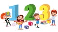 cartoon kids with 123 numbers vector image Royalty Free Stock Photo