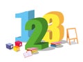 cartoon kids with 123 numbers vector image Royalty Free Stock Photo