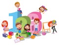 cartoon kids with 123 numbers vector image Royalty Free Stock Photo