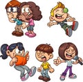 Cartoon kids performing different actions Royalty Free Stock Photo