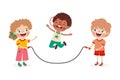 Cartoon Kids Playing Jumping Rope Royalty Free Stock Photo